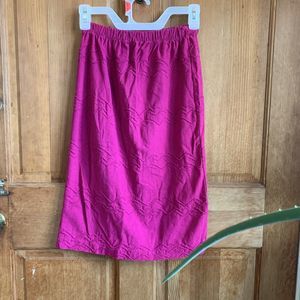 Vintage Embroidered Magenta Cotton Pencil Skirt 80's Fuchsia Medium Rock